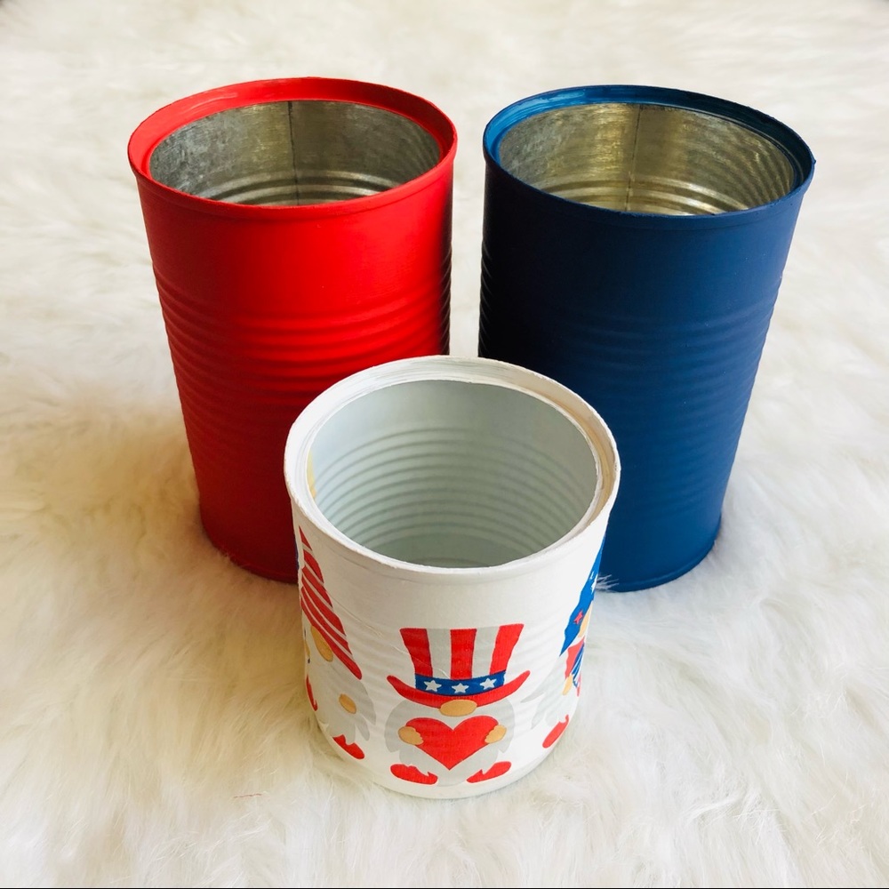 Patriotic Decor Tin Cans 3 pc